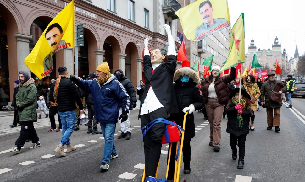 Kurdų demokratinės bendruomenės protestas Stokholme