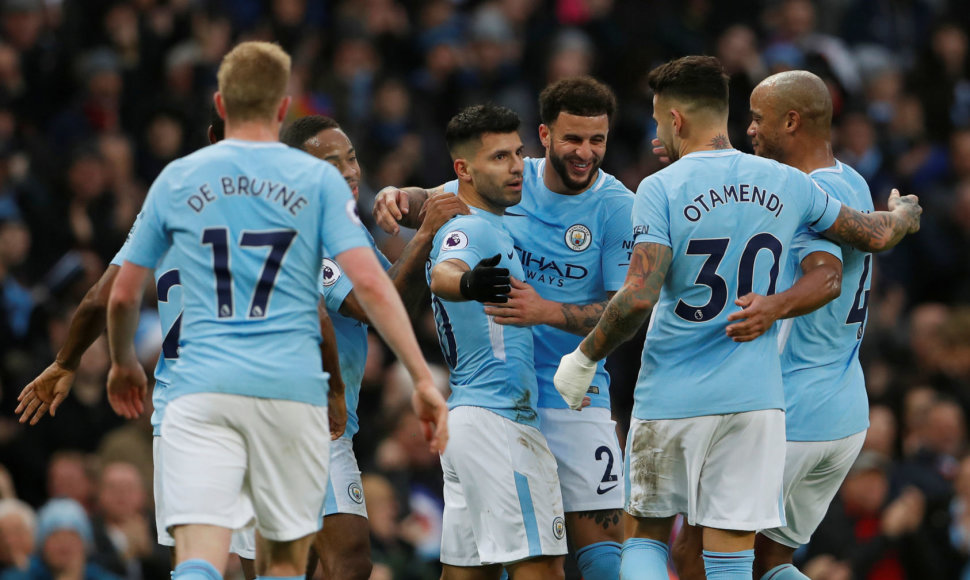 Sergio Aguero dviem įvarčiais prisidėjo prie „Manchester City“ pergalės.