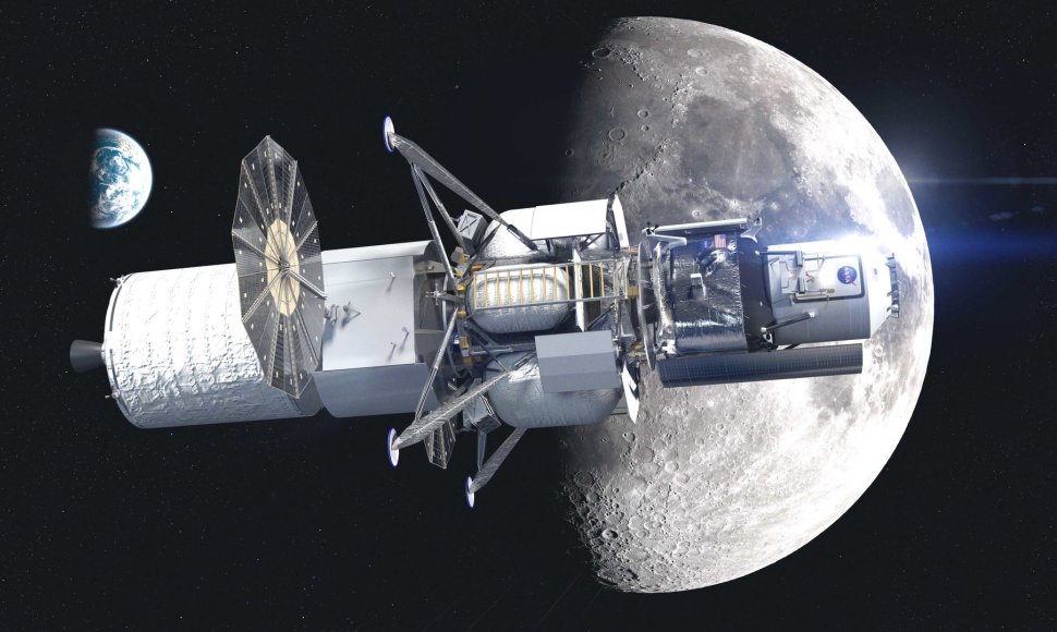 Taip galėtų atrodyti „Blue Origin“ erdvėlaivio, gabenančio įgulą į Mėnulį, projektas