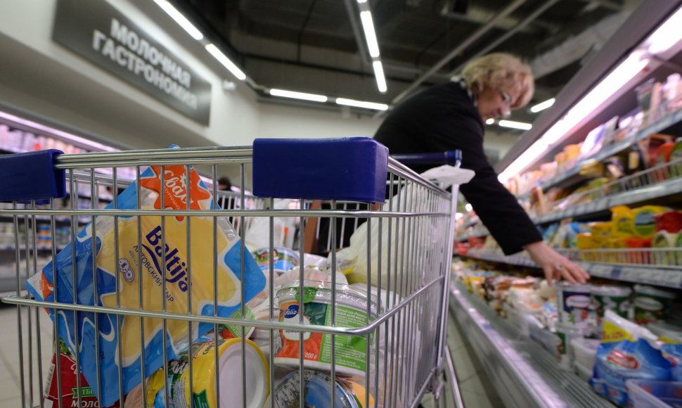 Lietuviški pieno produktai Rusijos parduotuvėje
