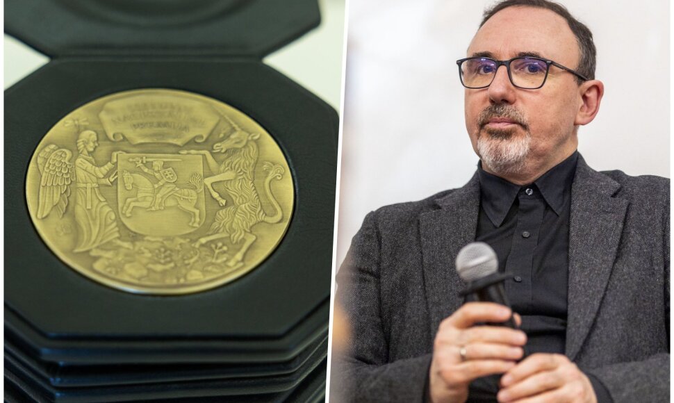 Nacionalinių kultūros ir meno premijų medalis bei komisijos pirmininkas Arūnas Gelūnas