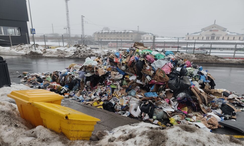 Vaizdas Vilniaus Pelesos gatvėje, kur buvo išverstos šiukšlės
