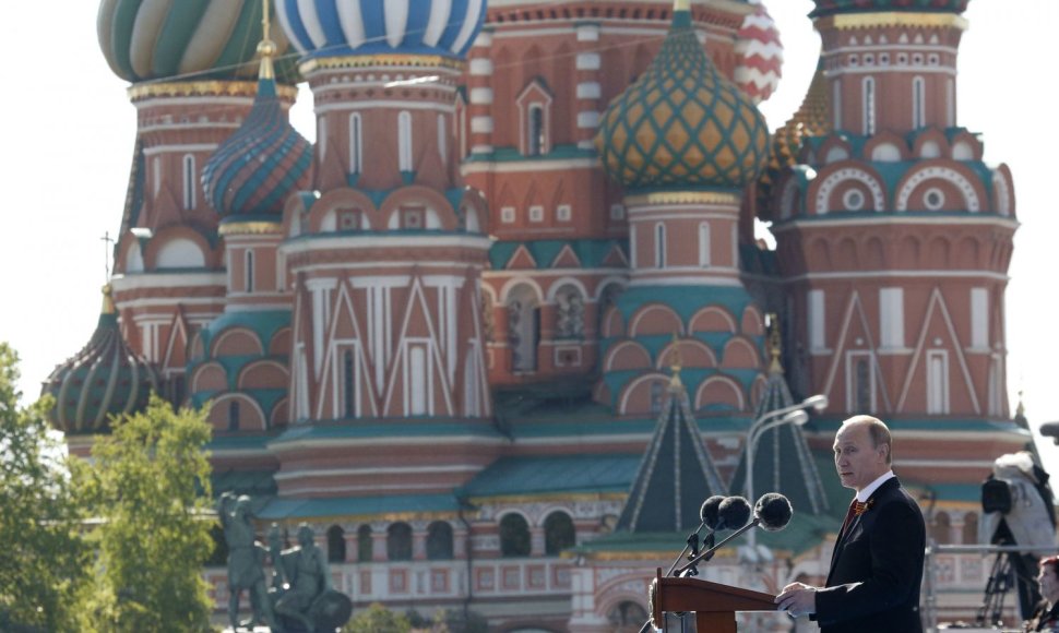 Rusijos prezidentas Vladimiras Putinas Maskvos Raudonojoje aikštėje