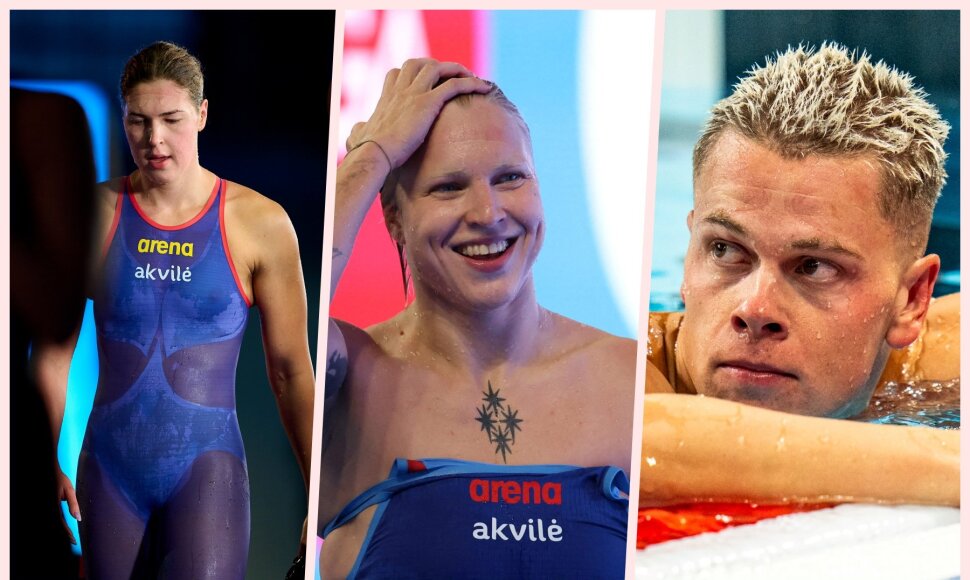 Lietuvos plaukimo rinktinės lyderiai &ndash; Kotryna Teterevkova, Rūta Meilutytė ir Danas Rap&scaron;ys.