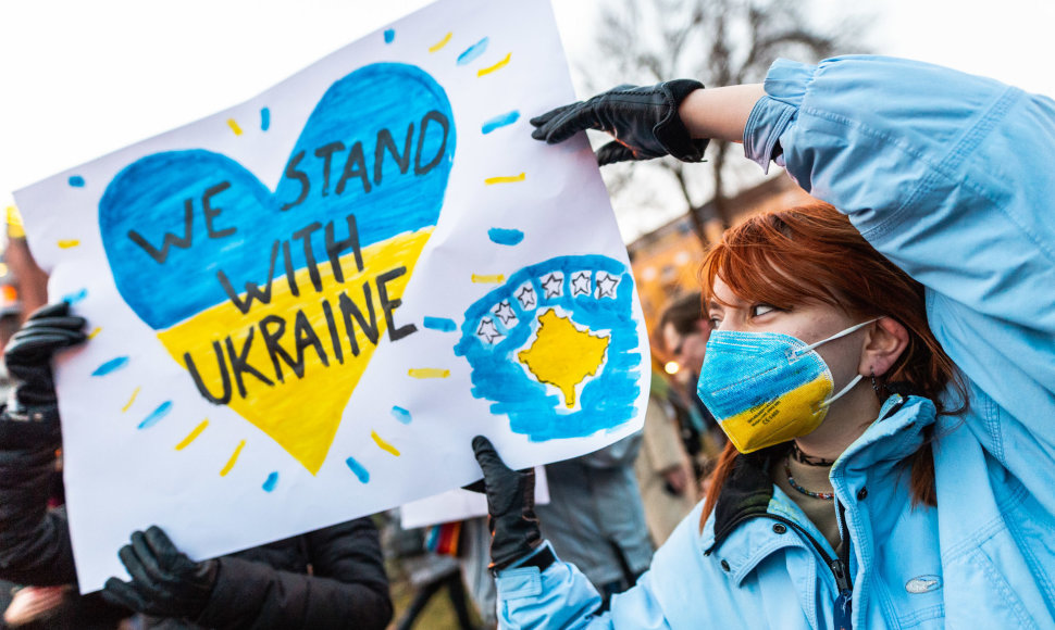 Klaipėdiečiai išreiškė solidarumą su ukrainiečiais.