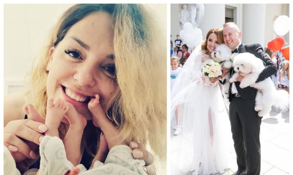 Viktorija Nenartovič su savo dvynukais; akimirka iš vestuvių