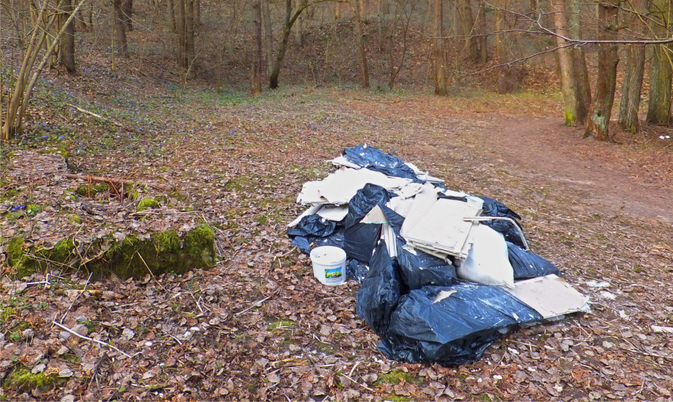 Šiukšlės Karoliniškių kraštovaizdžio draustinyje