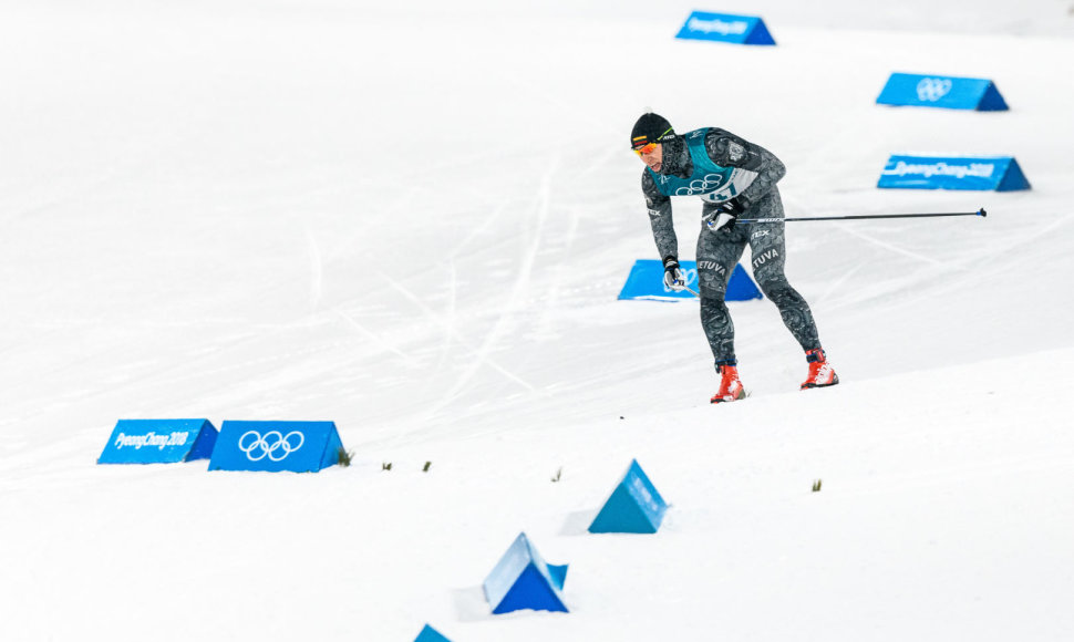 Olimpinių žaidynių slidinėjimo sprinto rungties akimirka: Modestas Vaičiulis