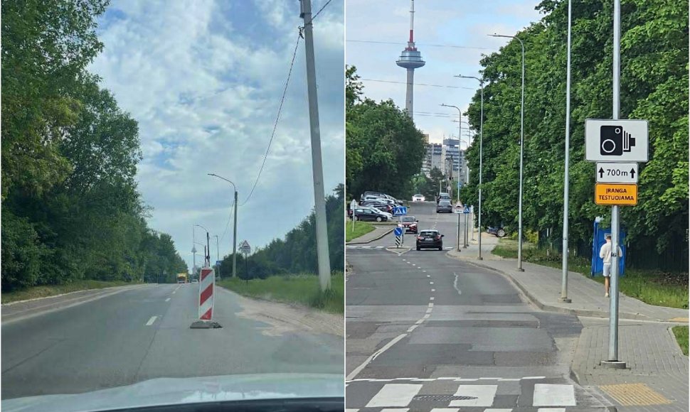 Lazdynėlių gatvės duobė ir greičio matuoklis