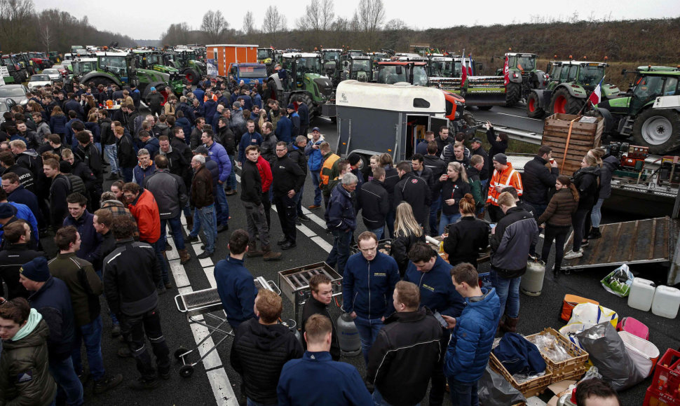 Nyderlandų ūkininkai ir statybininkai protestuoja prieš politiką taršos klausimu