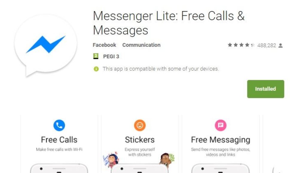 „Facebook Messenger Lite“ programėlė