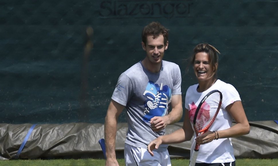 Andy Murray ir Amelie Mauresmo treniruotėse