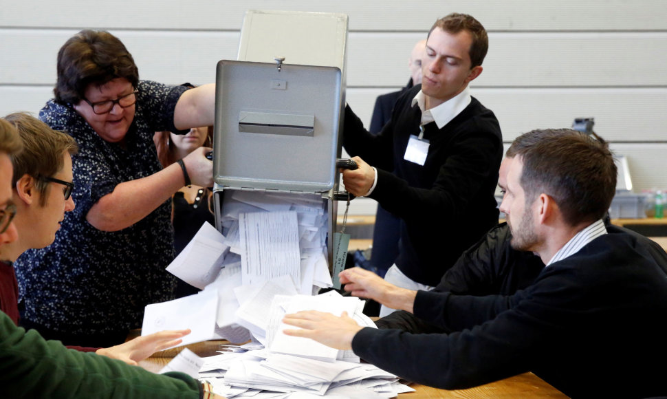 Šveicarijoje skaičiuojami referendumo balsai