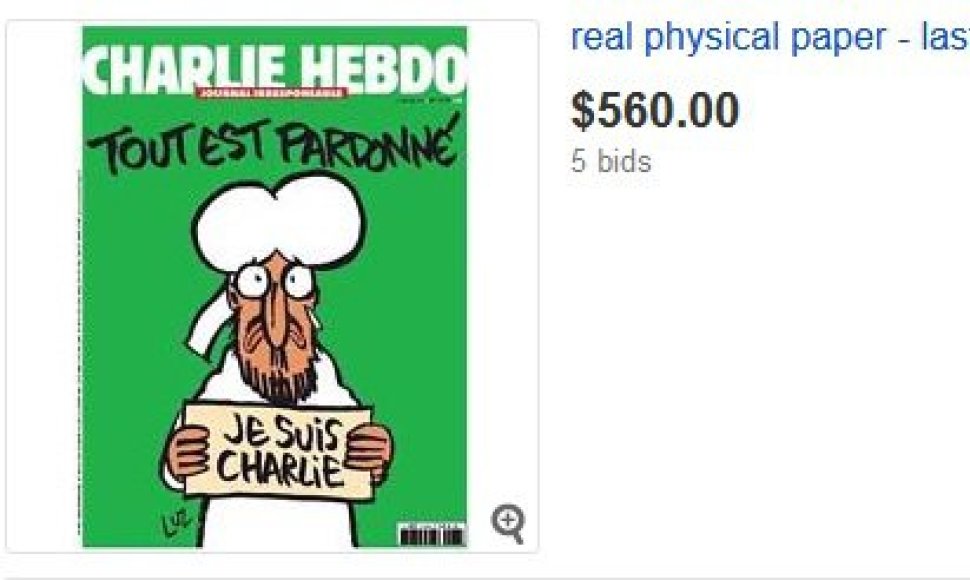 Naujasis „Charlie Hebdo“ numeris parduodamas „eBay“. 
