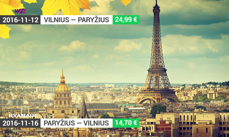 Romantiškasis Paryžius rudenį – mažiau nei už 40 eurų