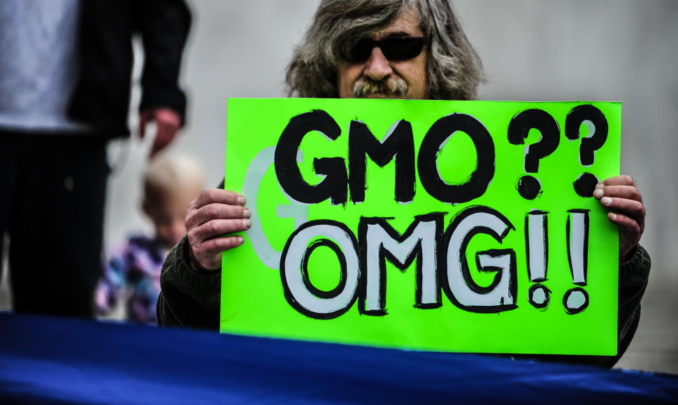 GMO priešininkas proteste prie JAV vyriausybės