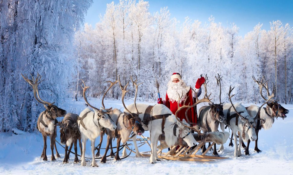 Kalėdų senelis ir jo elniai, Laplandija, Suomija