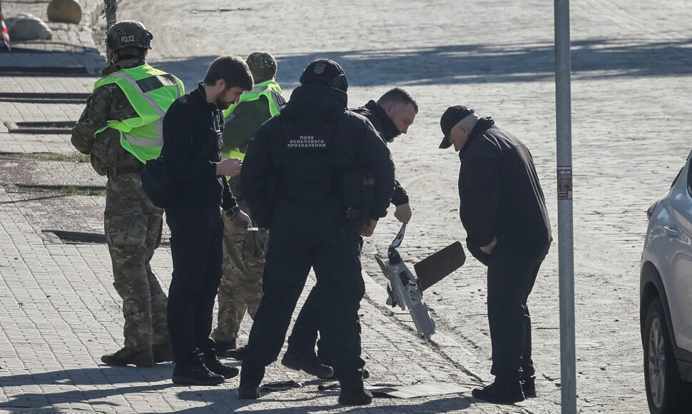 Rusijos drono „Lancet“ nuolaužos Kyjive