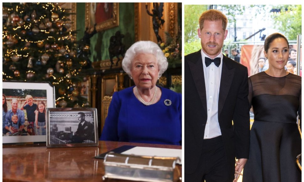 Karalienė Elizabeth II, princas Harry ir Sasekso hercogienė Meghan Markle