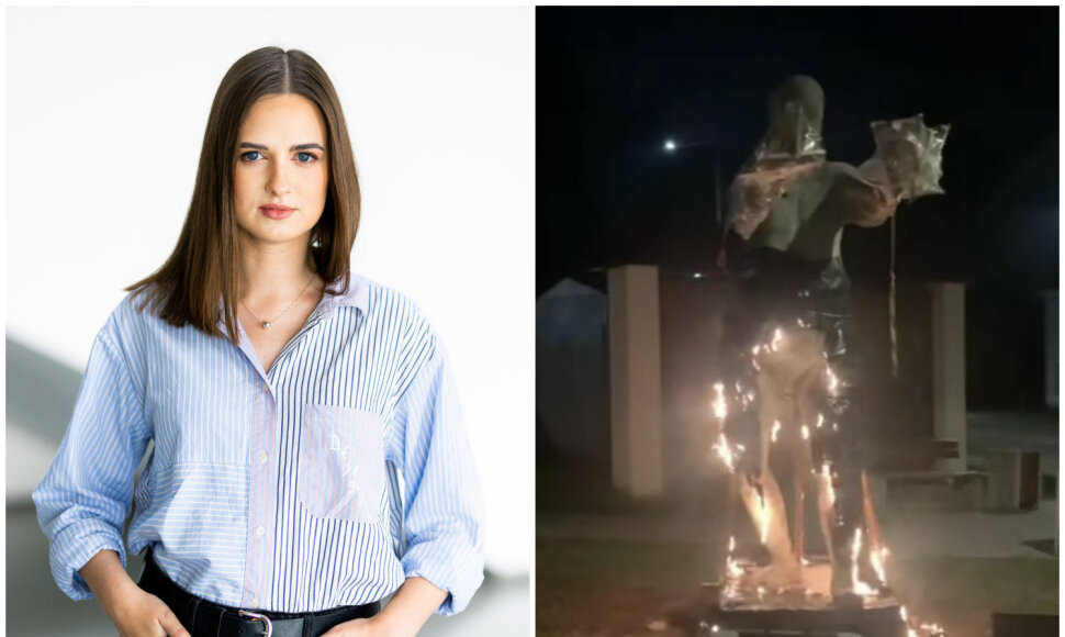 Monika Gimbutaitė ir Mykolo Saukos skulptūra Zarasuose