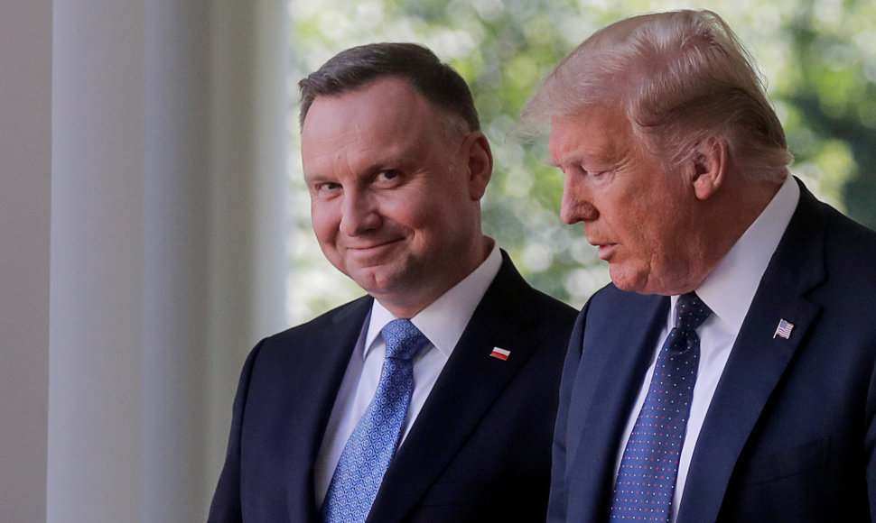 Lenkijos prezidentas Andrzejus Duda ir JAV prezidentas Donaldas Trumpas