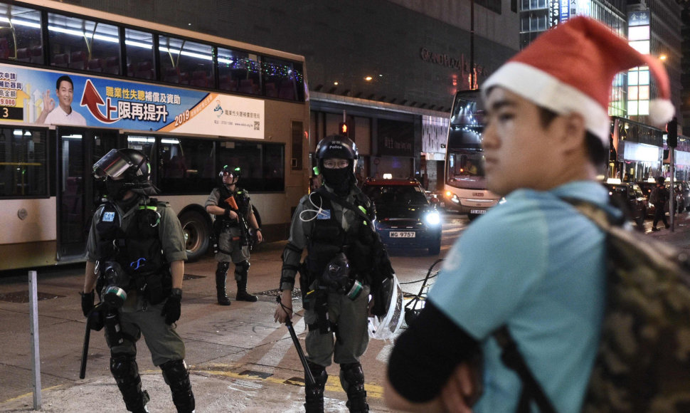 Protestai Honkonge per Kalėdas