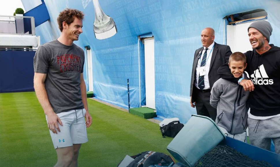 Andy Murray treniruotė su Romeu Beckhamu