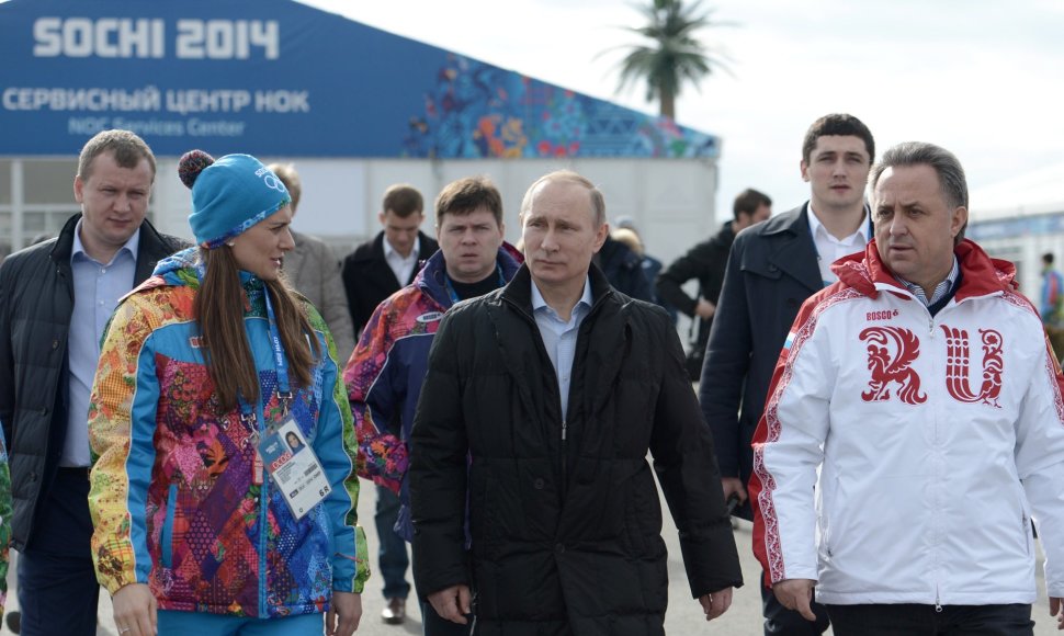 Vladimiras Putinas ir Rusijos sporto ministras Vitalijus Mutko