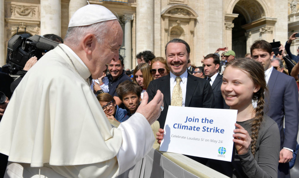 Popiežius Pranciškus ir  Greta Thunberg