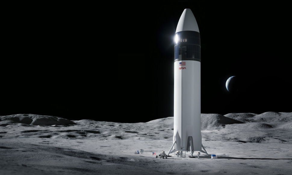 Taip „SpaceX“ inžinieriai įsivaizduoja nusileidimą Mėnulyje.