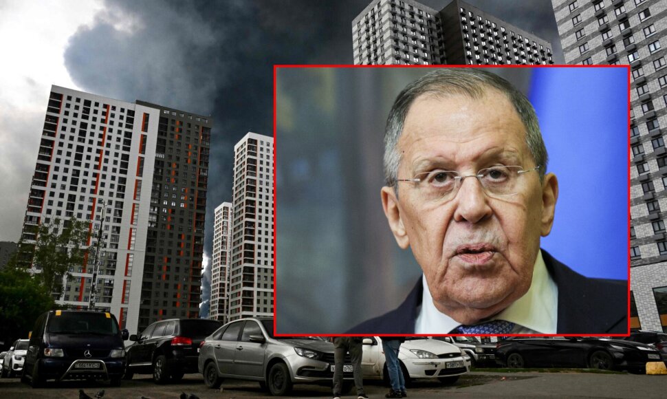 Sergejus Lavrovas ir Ukrainos dronų ataka Maskvoje
