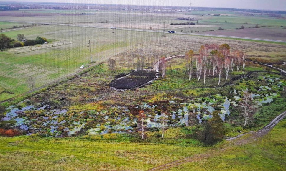 Pakeltas dronas užfiksavo, kad teritorijoje Palangoje buvo atliktas plynas kirtimas.