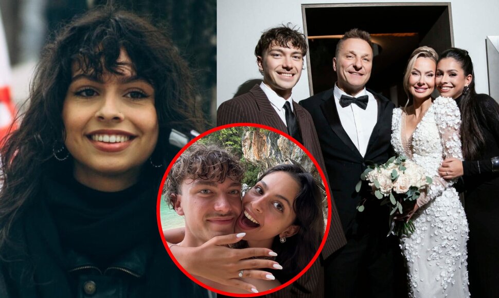 Jessica Samuolytė su sužadėtiniu ir mama per jos vestuves su Dariumi Kasparaičiu