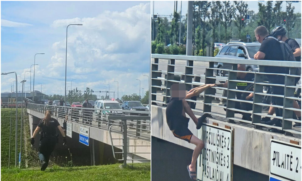 Vilniuje pareigūnai gelbėjo vaikiną ant viaduko
