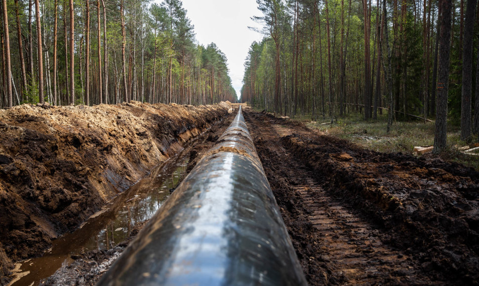 Dujotiekių jungties GIPL statybų aikštelės apžvalga