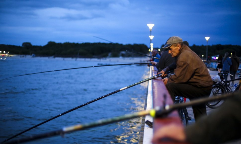 Palangos žvejus ant tilto priviliojo strimėlės