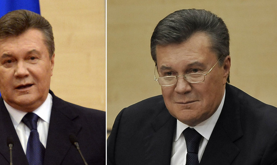 Viktoras Janukovyčius 2014 metų kovo 11 dieną (kairėje) ir vasario 28 dieną (dešinėje)