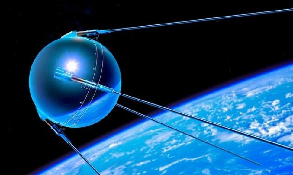 Pirmojo dirbtinio Žemės palydovo „Sputnik 1“ vizualizacija