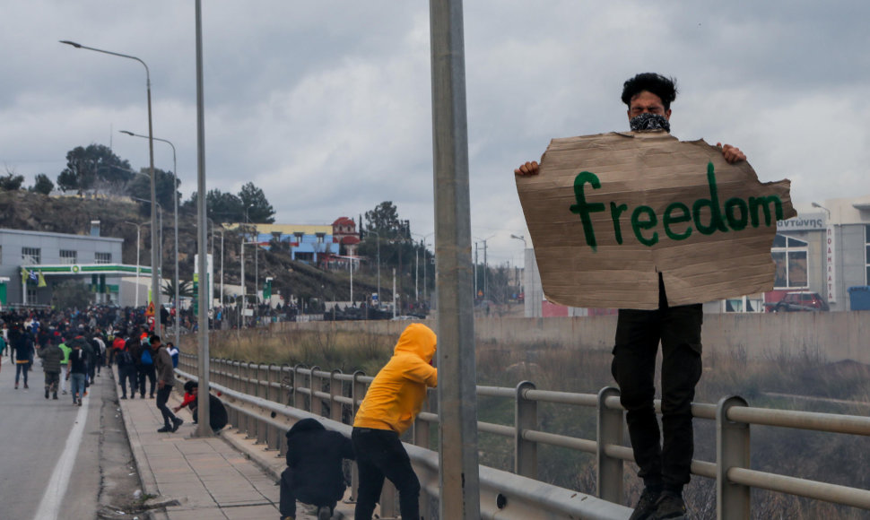 Migrantų protestas Lesbo saloje