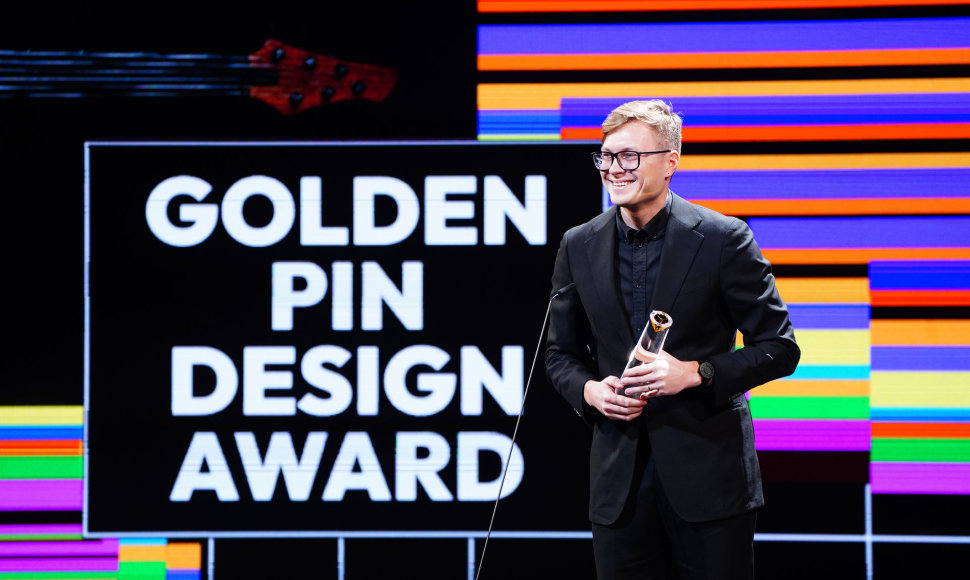 Rapolas Gražys. „Golden Pin_Best Design Award“ ceremonijos akimirka