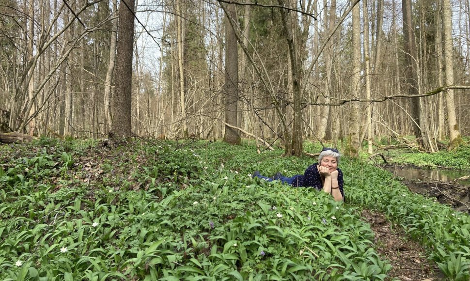 Edita Medeina meškinių česnakų plantacijoje