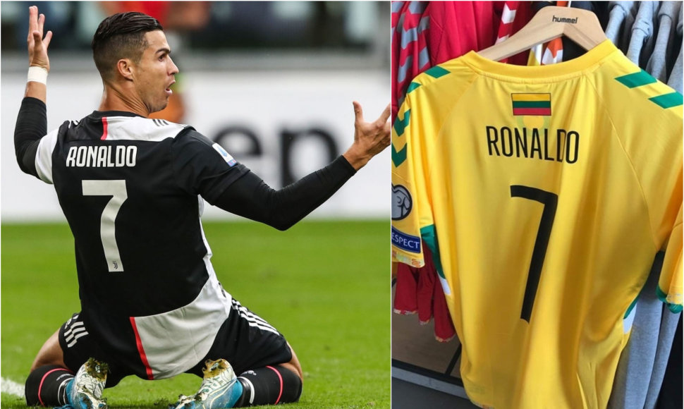 Cristiano Ronaldo ir Lietuvos rinktinės marškinėliai
