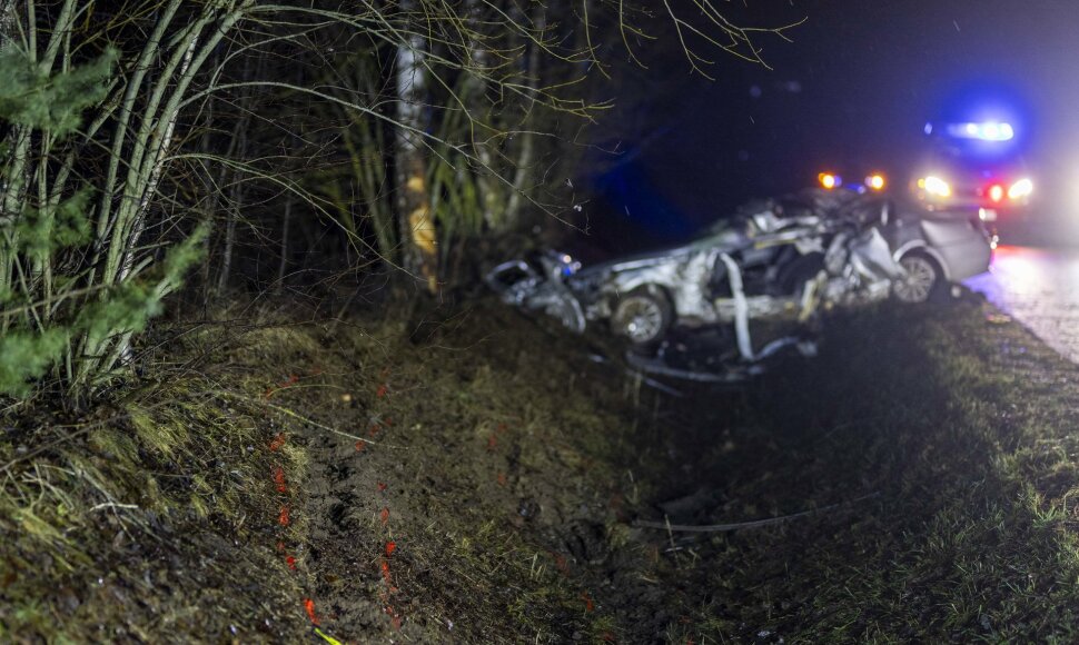Policijos stabdomas BMW nestojo &ndash; nulėkė nuo kelio ir trenkėsi į medį: žuvo jaunas vairuotojas