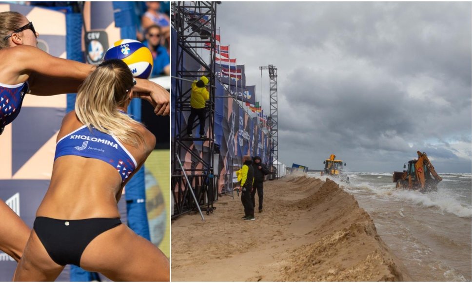Jūrmaloje Europos paplūdimio tinklinio čempionatą paženklino ir stipri audra.
