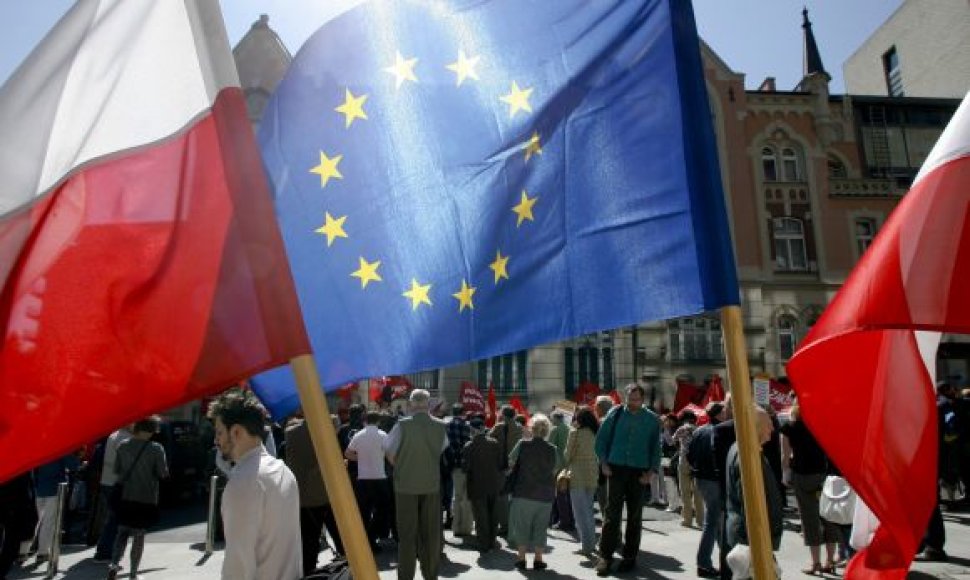 Lenkijos ir Europos Sąjungos vėliavos