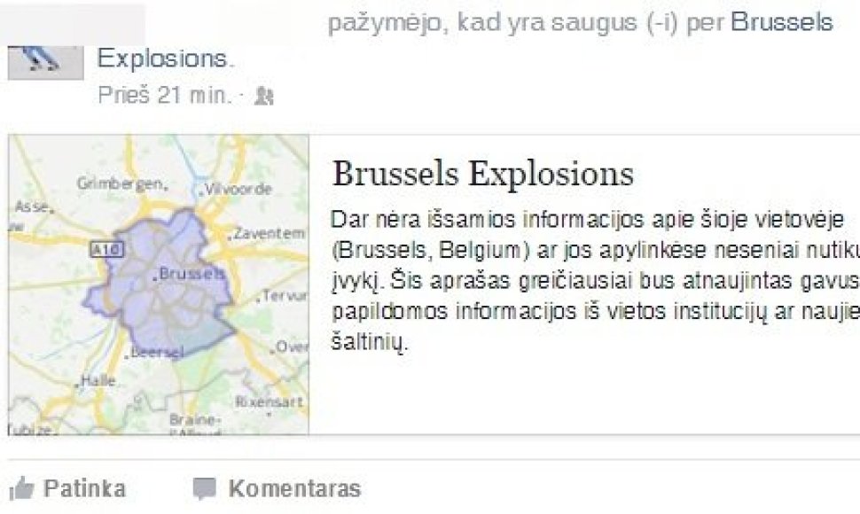 "Facebook" saugumo Briuselyje statusas