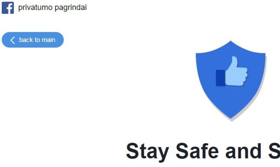 „Facebook“ Privatumo pagrindų puslapis – tik truputį lietuviškas