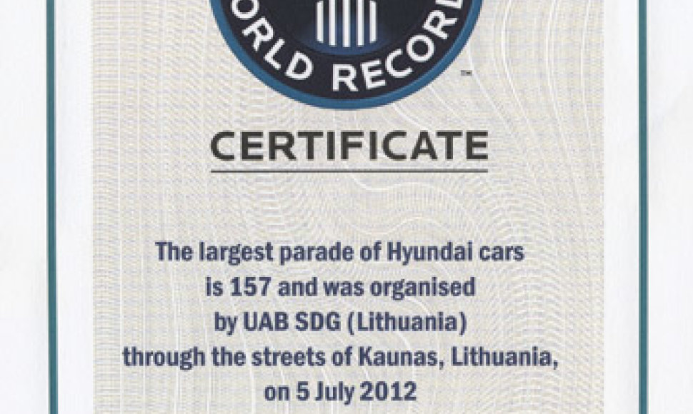 Guinesso rekordo sertifikatas