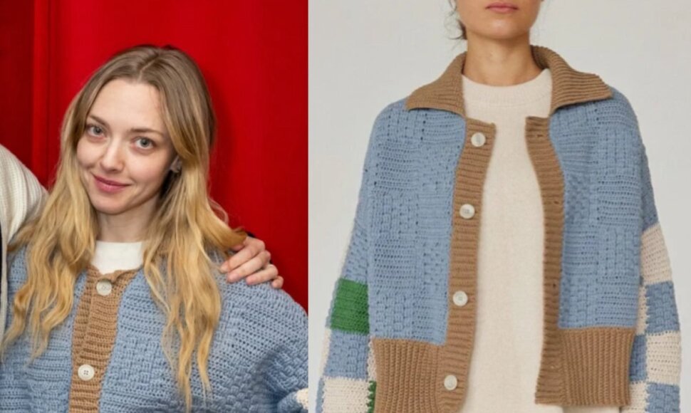 Amanda Seyfried vilki lietuvių prekės ženklo megztinį &bdquo;Prietema&ldquo;