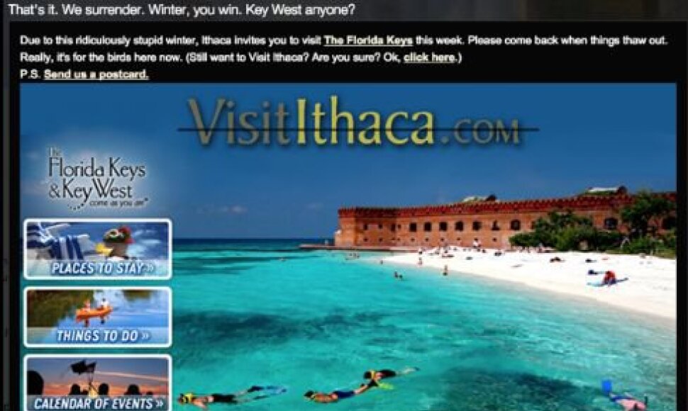 Žinutė lankytojų centro svetainėje
